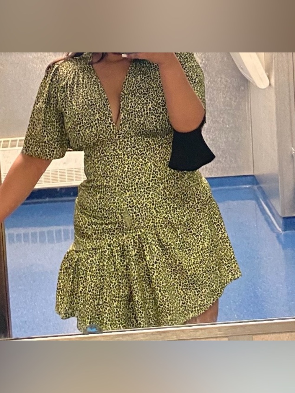 Topshop Green Leopard Print Mini Dress
